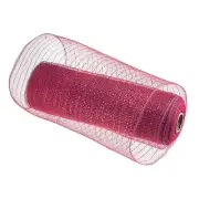 1 Roll Burgundy PP Burlap Mesh 10" x 10 Yard Tinsel Foil Stripe Ribbon