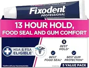 [Fixodent] Professional Ultimate Denture Adhesive Cream for Full and Partial Dentures, 1.8 oz, 3 Pack