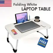 White Laptop Desk, Laptop Bed Stand Foldable Laptop Table Folding Breakfast Tray