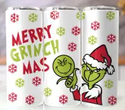 20oz Stainless Steel Tumbler Insulated Travel Mug Merry Grinchmas Snowflakes