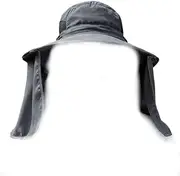 [Follsy] Hat Men's Fisherman hat Large Shawl Breathable Fishing hat Mountaineering Sun hat-Dark Grey