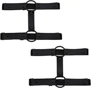 [alisikee] 2pcs Adjustable Faux Leather Leg Garter Belt, 2 Rows Elastic Punk Thigh Garter for Women, Black