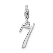 Sterling Silver Amore La Vita Rhodium-Plated Polished Number 7 Charm With Fancy Lobster Clasp