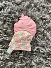 Itzy Ritzy Silicone Teething Mitt Teether Pink Unicorn Rainbow Chewing Munch Mit