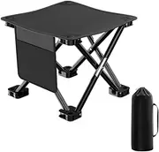 Camping Foot Stool, Portable Folding Camp Stool, Small Portable Folding Camping Stools | Heavy Load Fishing Chair with One Side Storage Pocket for Outdoor Activities