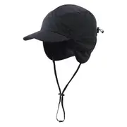 Waterproof Men's Winter Hats Warm Polyester Lined Earflaps Baseball CapBlack black
