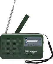 Emergency Weather Radio Solar, Hand Crank Powered Solar Radio, 500mAh Rechargeable with LED Flashlight, Phone Charging for Camping Survival (Green)