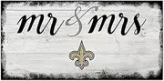 NFL New Orleans Saints Unisex New Orleans Saints Script Mr & Mrs Sign, Team Color, 6 x 12