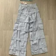 Criminal Damage London Unisex Cargo Festival Retro Pants in Blue Lattice W26