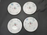 Corelle Winter Magic Set of 4 Salad Plates Snowman Christmas Blue Snowflakes NEW