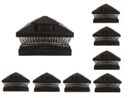 8 Pcs Brown Solar Garden Outdoor Cap Post Light 5X5 Plastic with 5 LED Bulbs