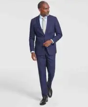 Nick Graham Men's Slim-Fit Windowpane Check Suit,Navy Plaid,48Long l 43W X 34L
