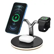 Catzon 3 in 1 Simultaneous Fast Charge Station Support Apple Android Phone iWatch Airpods-Black