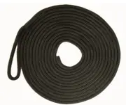Mooring Rope Black 16 Plait Polyester UV Stabilised 12mm x 6M Dock Line 300mm