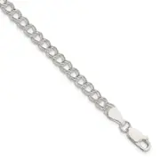 8 Inch Sterling Silver 5mm Double Link Charm Bracelet