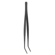 Stainless Steel Tweezers 9.8" Long Handle Curved Tips Tweezers, Black