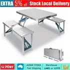 Aluminium Folding Camping Table With 2X Bench Chairs Picnic Set NEW Stock Local