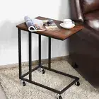 Giantex Side Table Mobile Laptop Desk Bedside C-shaped Coffee Table w/ Wheels