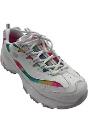 Skechers D'Lites Leather Lace-Up Sneakers Dreamy Sky White