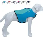Dog Life Jacket, Sport Style Dog Float Coat with Excellent Buoyancy, Stylish Dog Swimming Safety Vest with Rescue Handle for Small Medium Large Dogs Turquoise XXL
