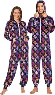 [Joisal] Sports Pattern One Piece Pajama Warm Adult Pajamas Women for Winter, Autumn Small