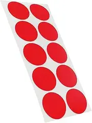 Coloured Adhesive Dots, Polyethylene Coated Fabric Marking Dots, Choice of Colour, Diameter and Quantity / 50 mm, Red, Pack of 100