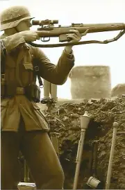 WW II German Photo -- Soldier With Sniper Rifle