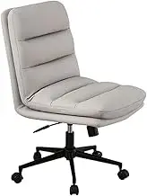Classic Executive Office Chair No armrest PU Leather Office Chair with Wheels Ergonomic Office Desk Chair Desk Task Chair(Gray)