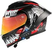 Bluetooth Motorcycle Helmet Modular Flip-Up Motorcycle Helmet with Double Layer Visor DOT/ECE Approved High Strength Shell Fits Motorcycle Chopper Cruiser