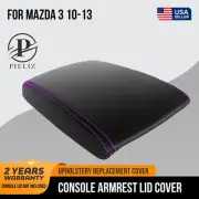 Console Armrest PVC Leather Pull Over Cover for Mazda 3 10-13 Purple Stitch