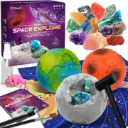Gemstone Dig Kit, Dig up 15 Rocks & Minerals from Earth Moon Mars, Solar Syst...