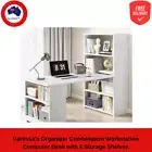 Home Office Computer Desk Student Study Workstation with 6 Storage Shelves
