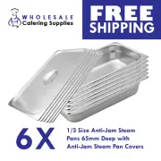 6x Bain Marie Tray / Steam Pan / Gastronorm 1/3 Size 65mm with Lid FREE SHIPPING
