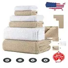 Oversize 60x30 Quick Dry Microfiber Bath Towel Set - 6 Pcs Waffle Weave Elegance