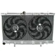 ALUMINUM RADIATOR + 12" BLACK FANS For Subaru FORSUBARU WRX 2002 2.0L MT 2 ROW