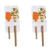 2x 2pc Silicone Wood Spatula Kitchen Baking/Cooking Utensil Cookware Set Citrus