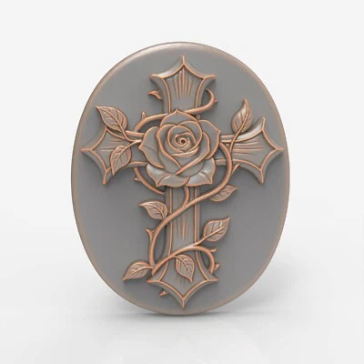 Floral Cross STL File For CNC Router 3D Printer Laser Artcam Aspire 3D Model