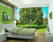3D Green tree 7 Blockout Photo Curtain Printing Curtains Drapes Fabric Window AU