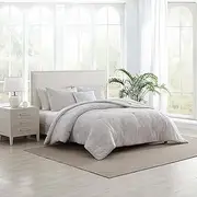 [Tommy Bahama] King 8-Piece Bedding, Cotton Comforter & Sheet Sets with Bonus Pillow Cover, Tropical Inspired Home Decor (Art of Palms Beige, King)