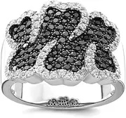 [JewelryWeb] 925 Sterling Silver and CZ Simulated Diamond Brilliant Embers Ring Size 6 14.15mm Wide Band Style-Ring for Women