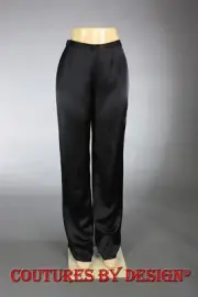 St John Knits 100% Silk Liquid Satin Unhemmed Slacks Pants Black Sz 14 NWT $ 585