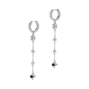 Emporio Armani Sterling Silver Starry Night Zirconia And Blue Stone Drop Earrings
