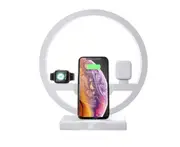 3 In 1 Wireless Charger Watch Charger with led light For iPhone/ipod/Apple Watch-WHITE