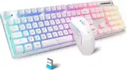 HXSJ L96 Wireless Rechargeable RGB Keyboard Mouse Combo with Pudding Keycaps
