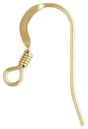 14K Solid Gold or Sterling Silver Hammered French Flat Ear Wire w/Coil 22 Gauge