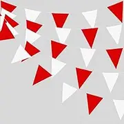 80 Meters/262 Feet Red and White Bunting Triangle Flags Pennant Banners, Fabric Banner Garlands Festive Party Decorations for Anniversary bachelorette Valentines Wedding Outdoor and Indoor