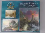 Thomas Kinkade Painter of Light Deluxe Jigsaw Puzzle Set of 3 Puzzles in one Box