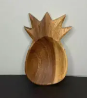 New Wooden Pineapple Trinket Tray Tropical Jewelry Dish Home Decor 6”x3.5” Light