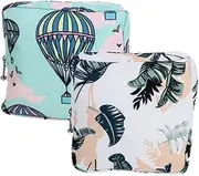 IWOWHERO 2Pcs Portable Menstrual Pad Carrying Bags Stylish Sanitary Napkin Storage for Women Reusable Coin Pouch Decorative Bags Balloons Leaves