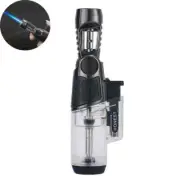 Cigar Lighter Bendable Windproof Refillable Torch Gas Visible Blue JET Flame